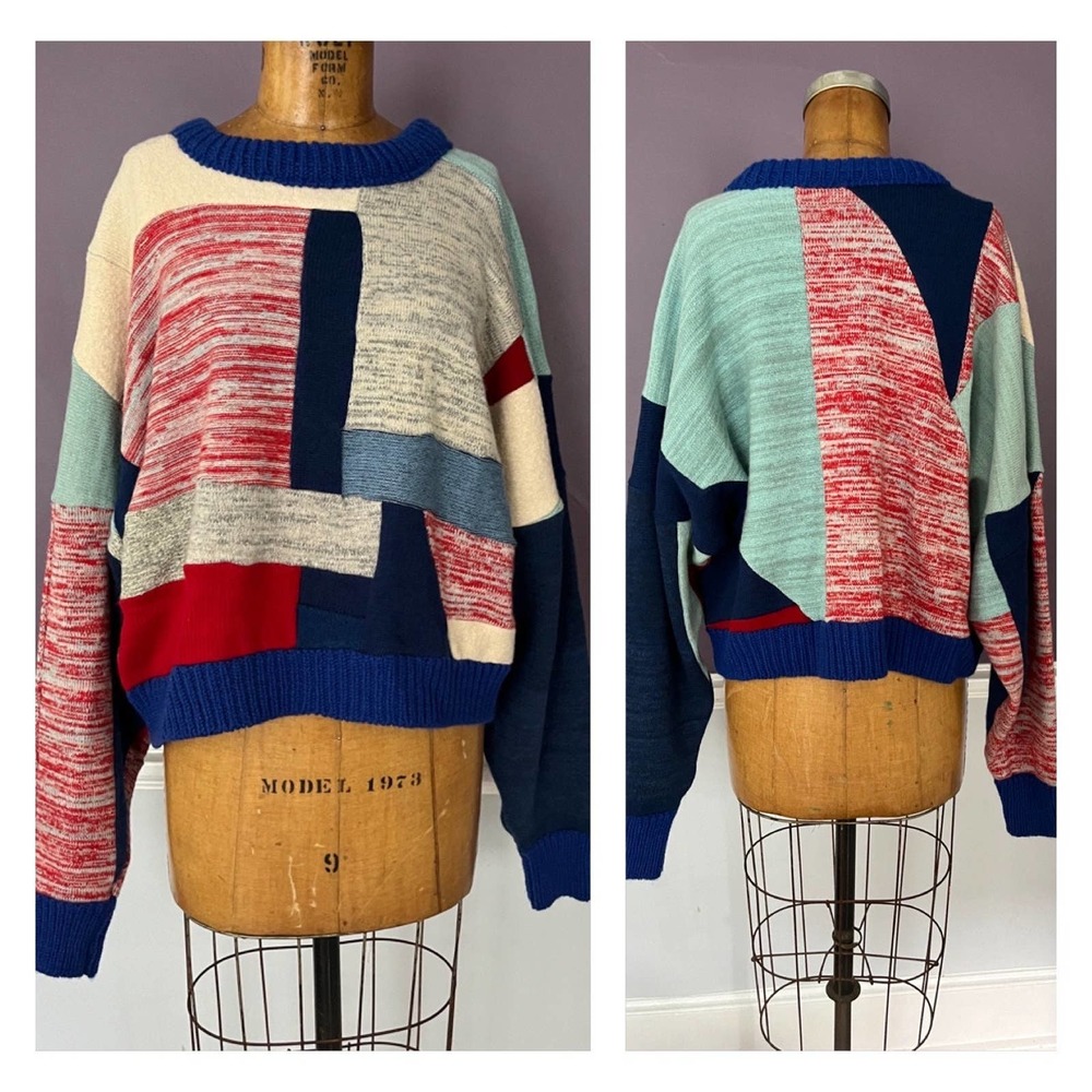 Recycled Wool Patchwork, Handmade Cozy Sweater by In The Wind Goods